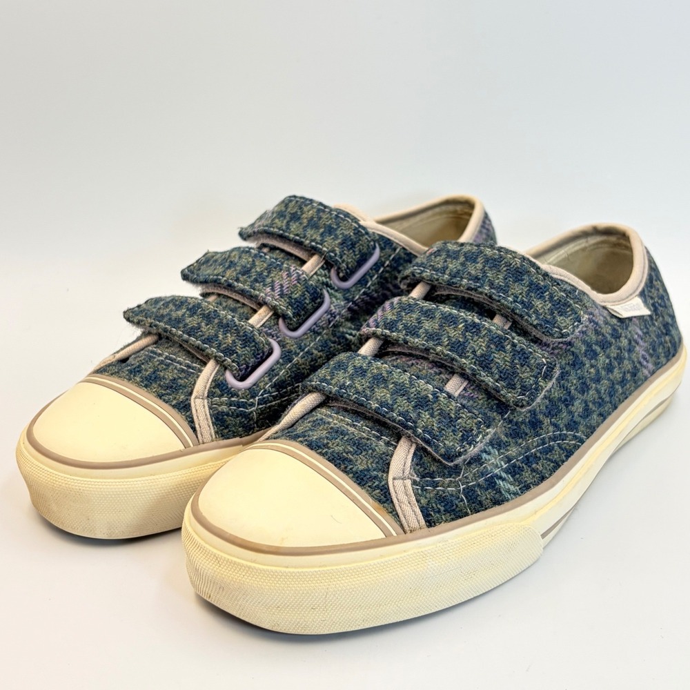 Vans Prison Issue Triple Strap Low Top Sneakers Plaid Tweed Blue Purple Womens 7